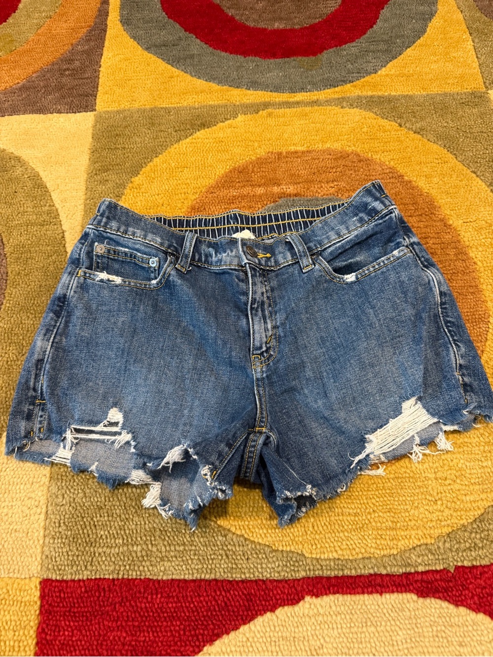 Aerie Daydream Denim Jean Shorts Distressed Frayed 3” Inseam Size Small